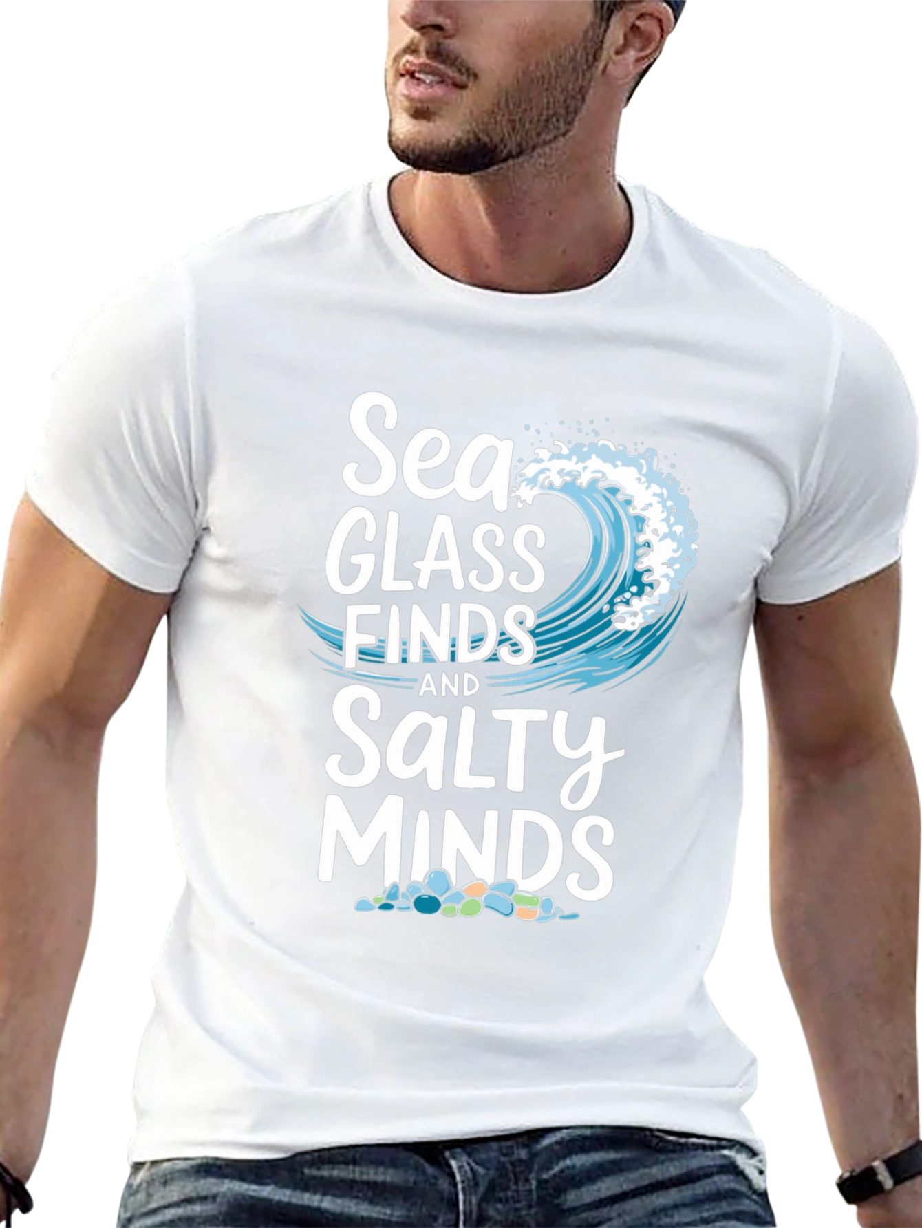 Sea Glass Finds & Salty Minds Black Graphic Tee