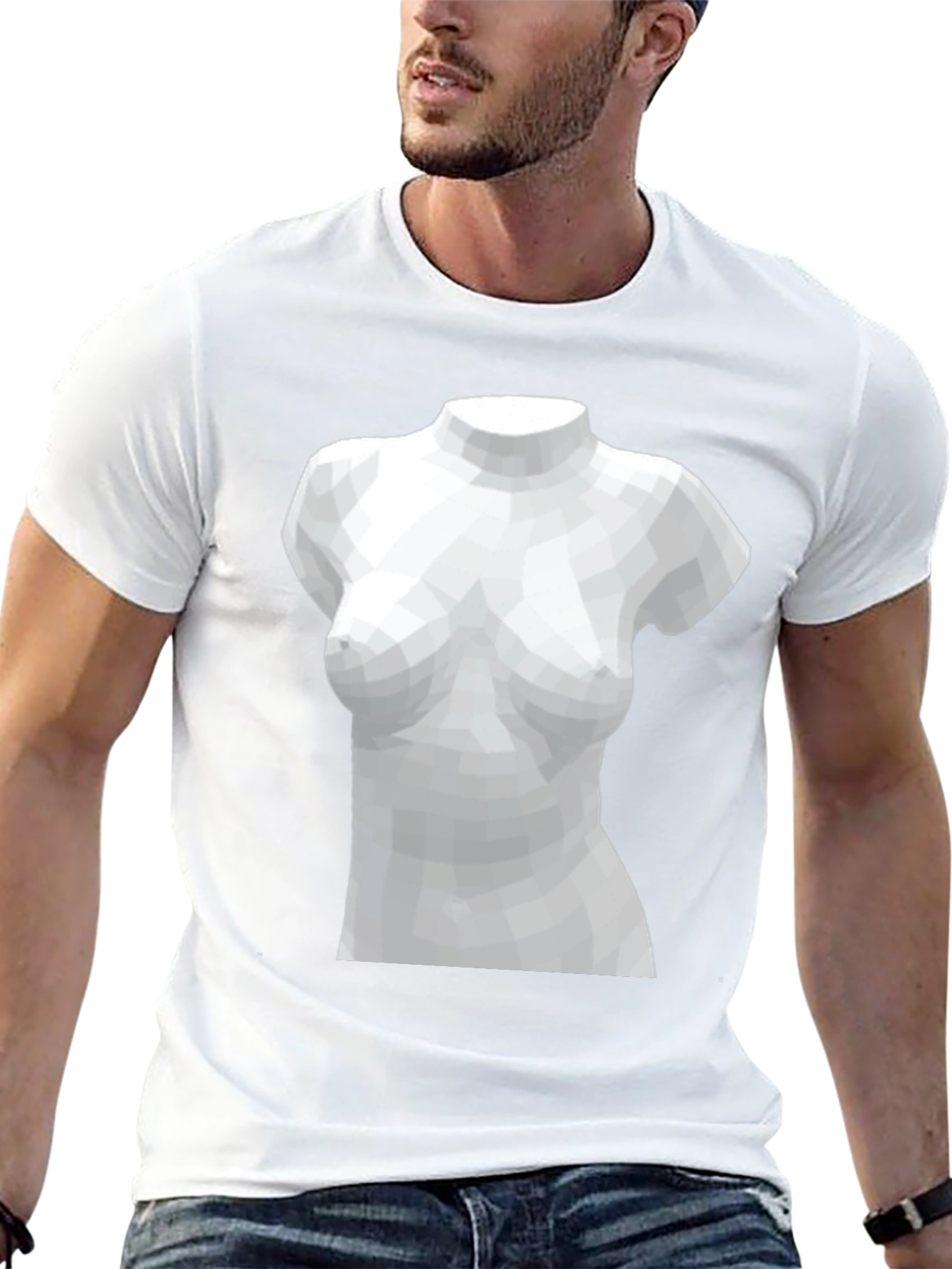 Geometric Torso Graphic Tee - Black