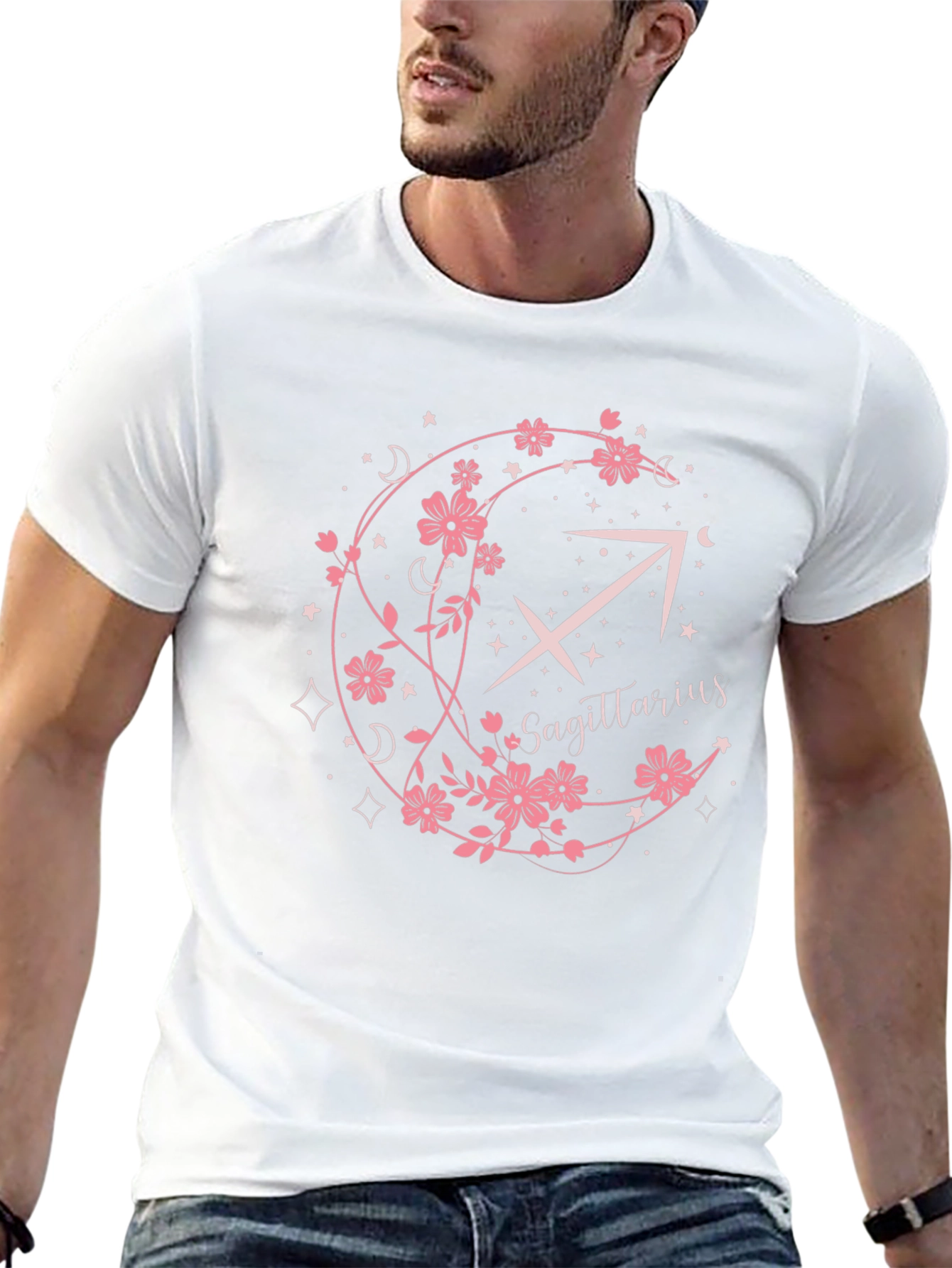 Sagittarius Floral Zodiac Black T-Shirt