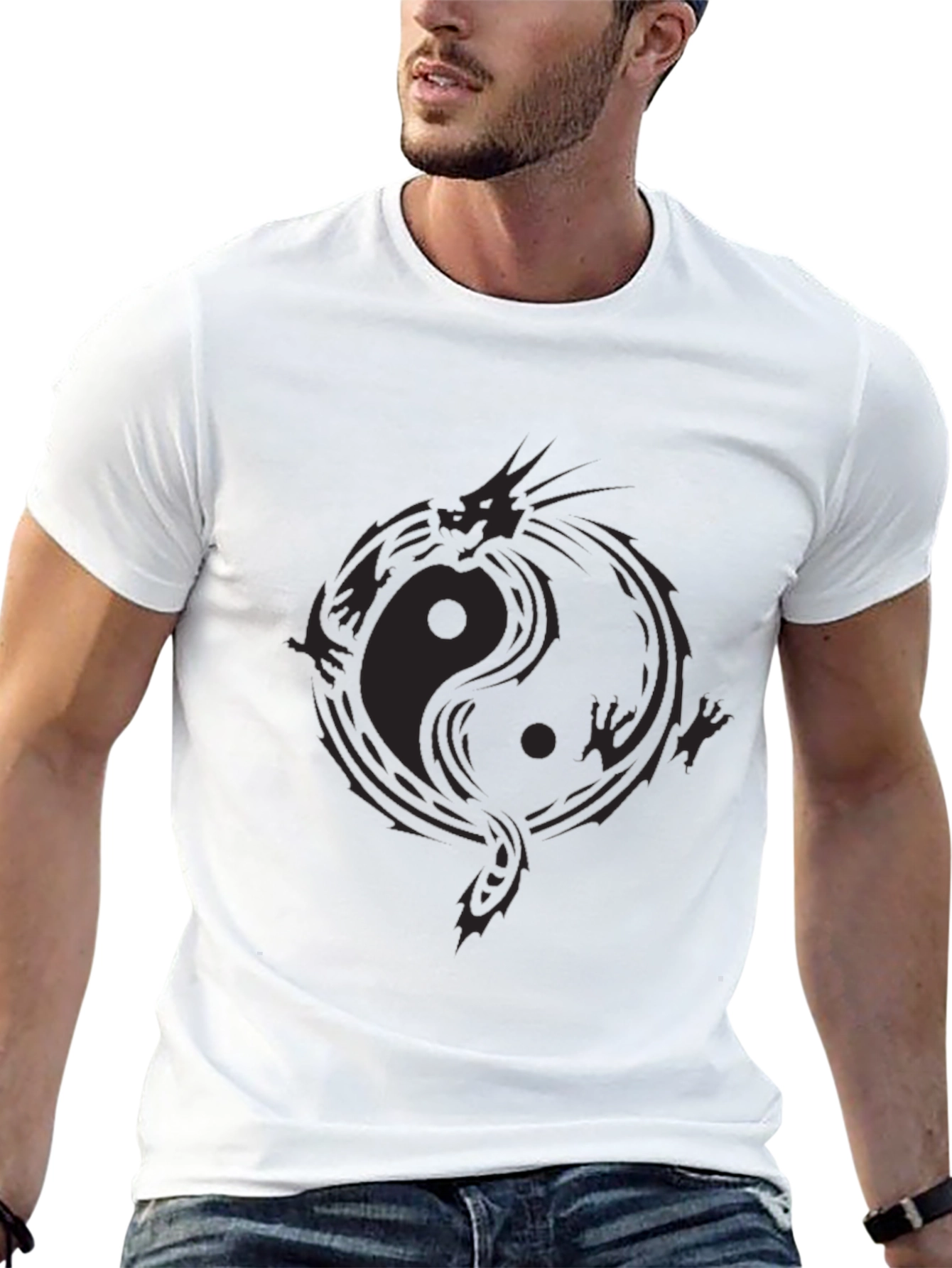 Yin Yang Dragon Black T-Shirt