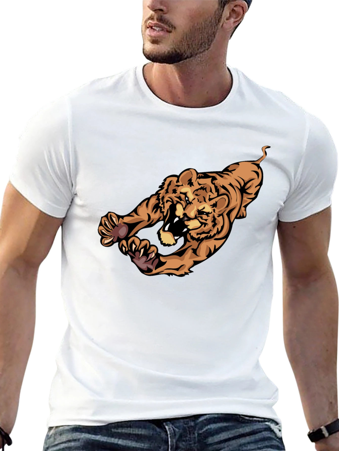 Tiger Graphic Black T-Shirt - Mens Casual Wear