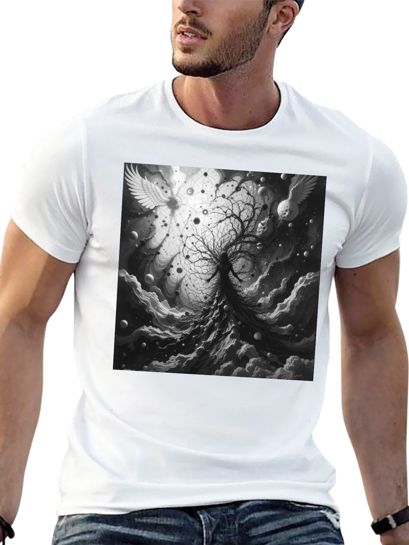 Celestial Tree Graphic Tee - Cosmic Dreamscape
