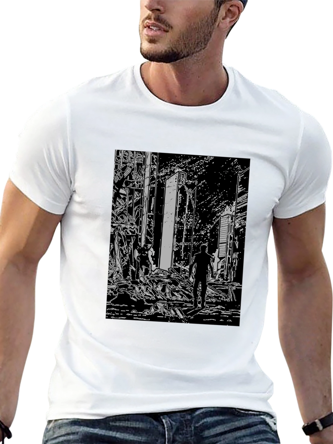 Monochrome Ruined City T-Shirt