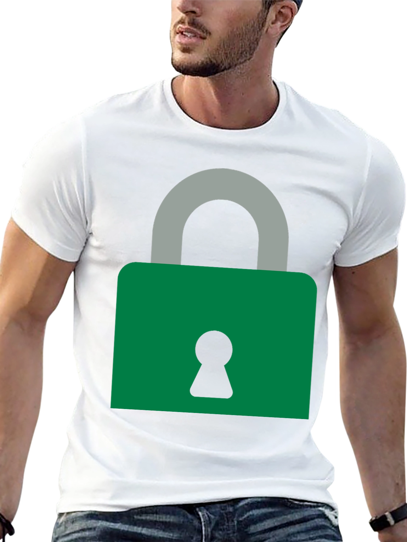 Modern Padlock Graphic T-Shirt - Black
