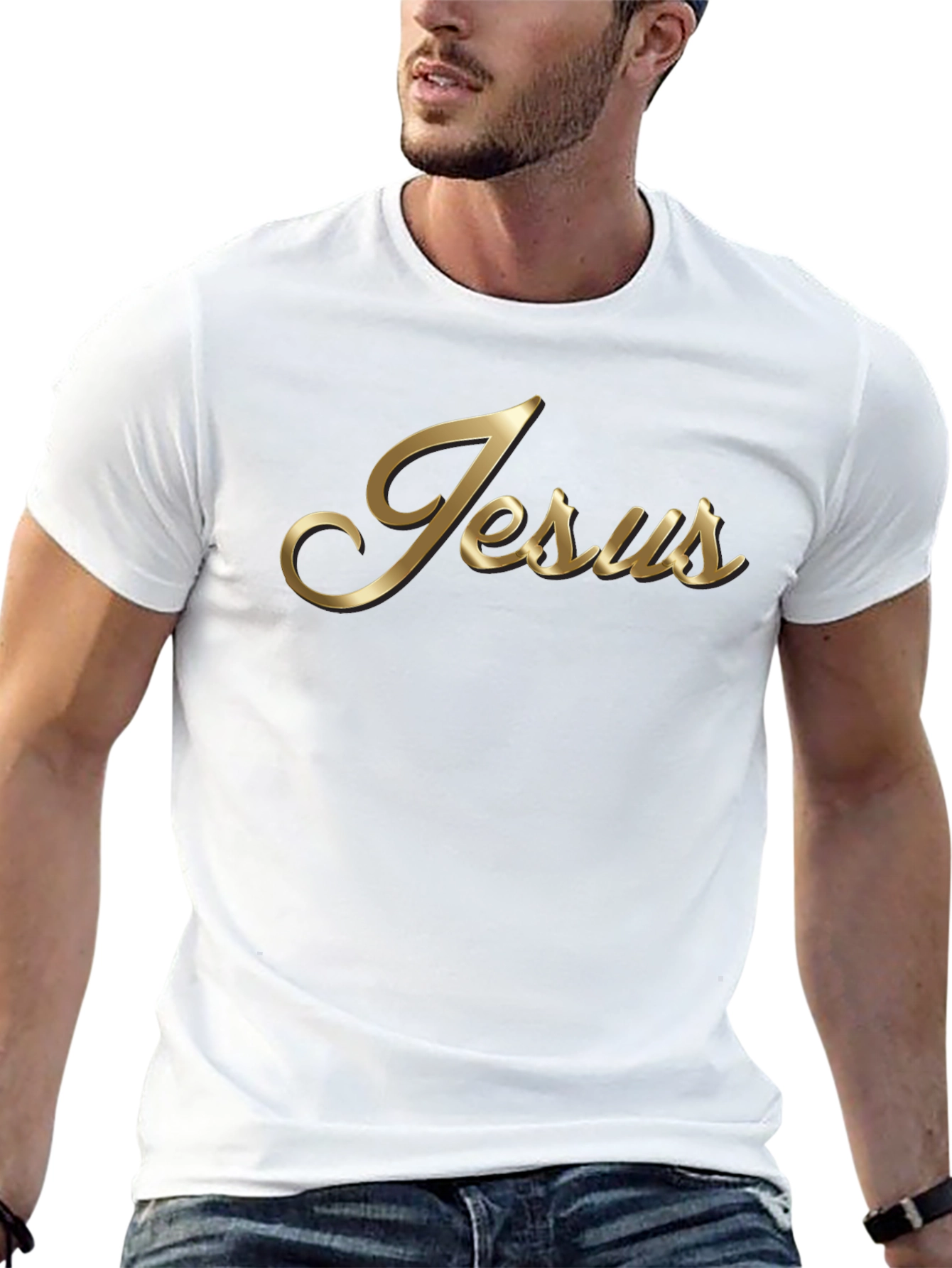 Jesus Gold Script Black T-Shirt