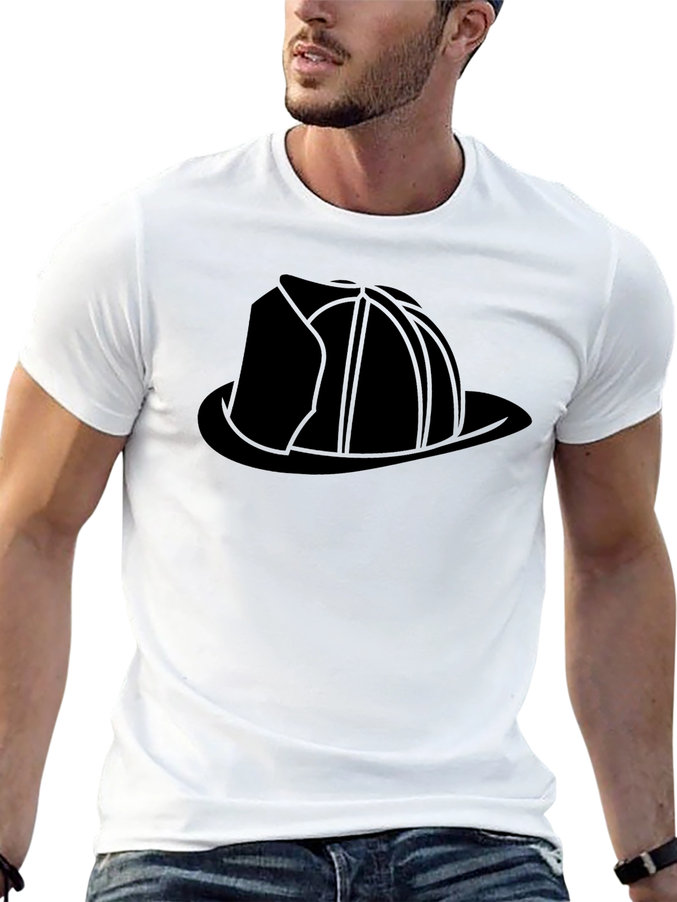 Firefighter Helmet Graphic Tee - Black