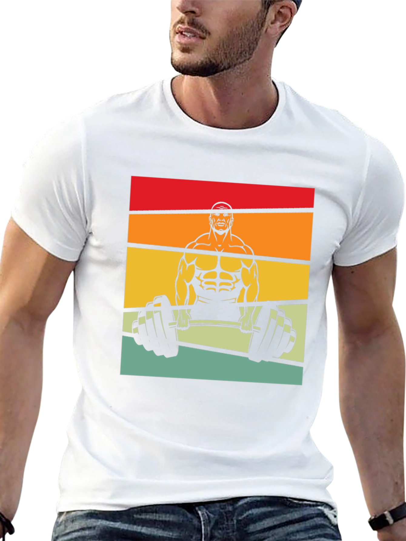 Retro Bodybuilder Graphic Tee - Black