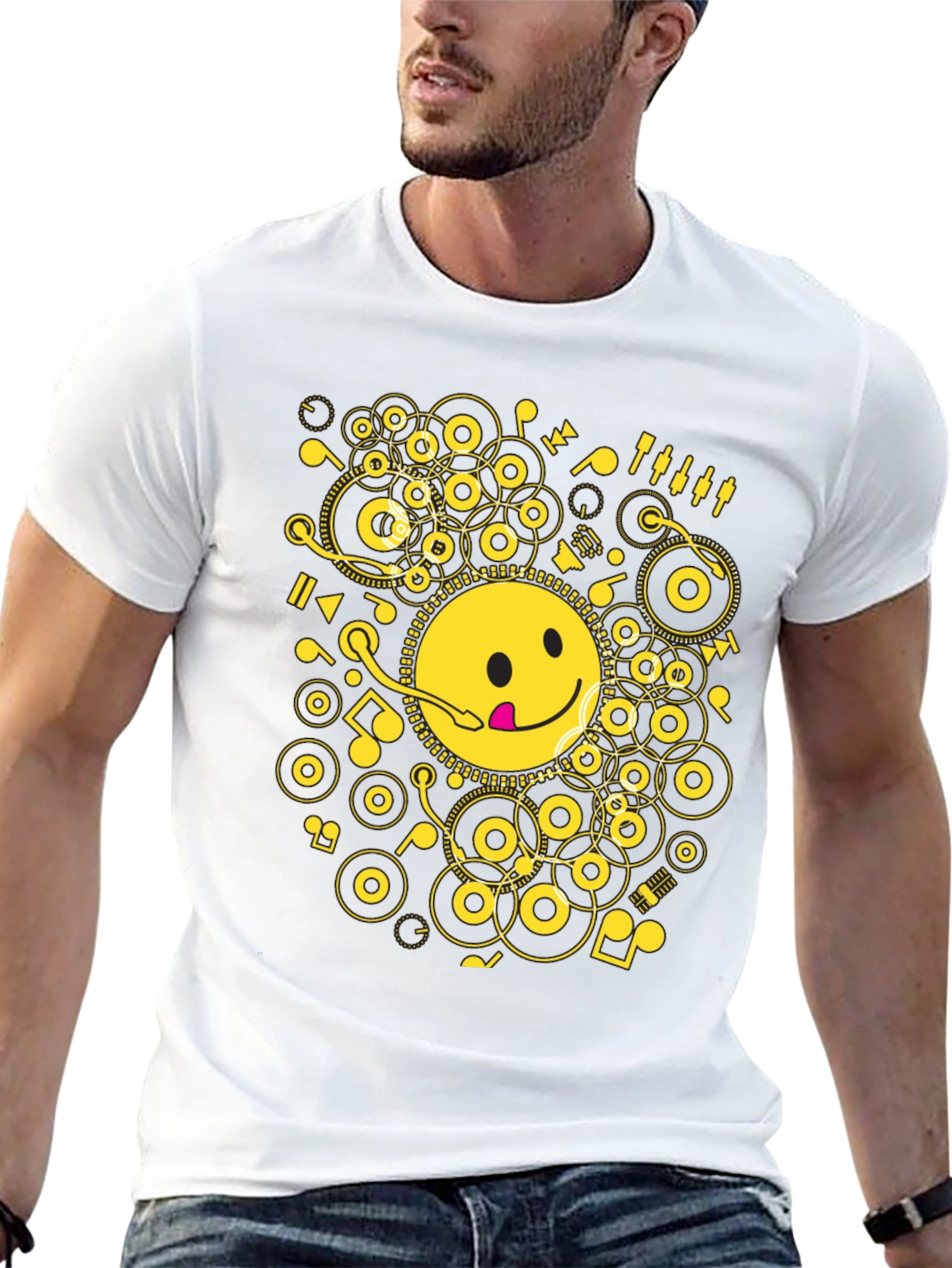Smiley Face DJ T-Shirt - Music Lover Tee