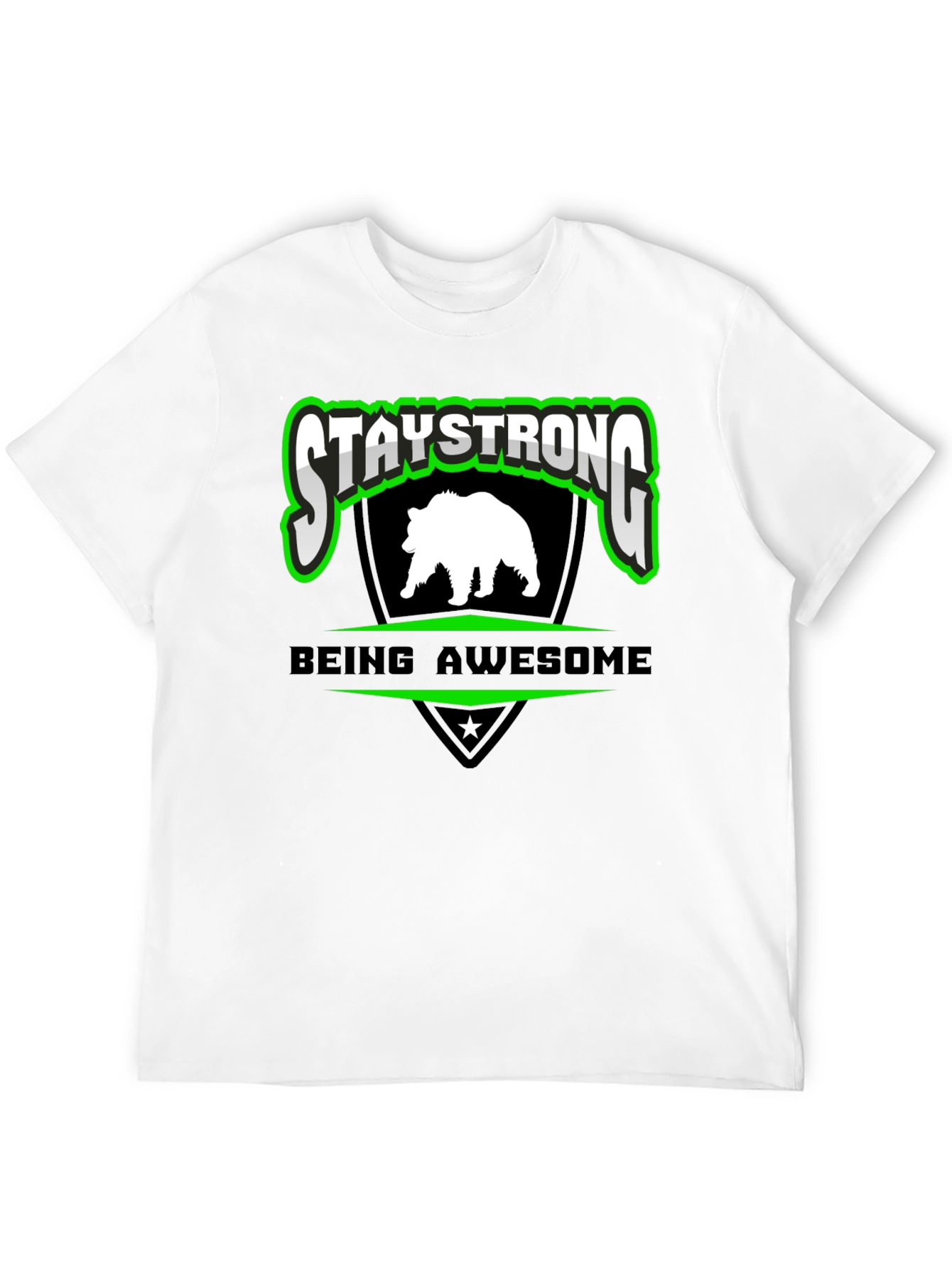 Stay Strong Bear Graphic Black T-Shirt