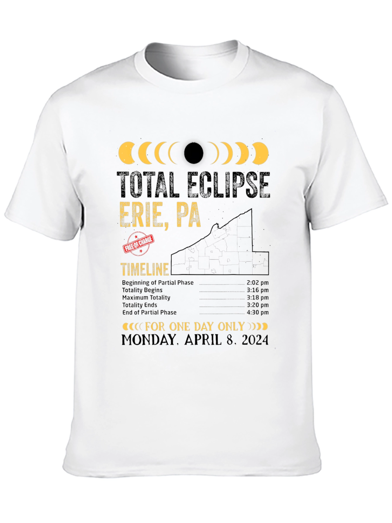 Erie PA Total Eclipse April 8 2024 Souvenir T-Shirt