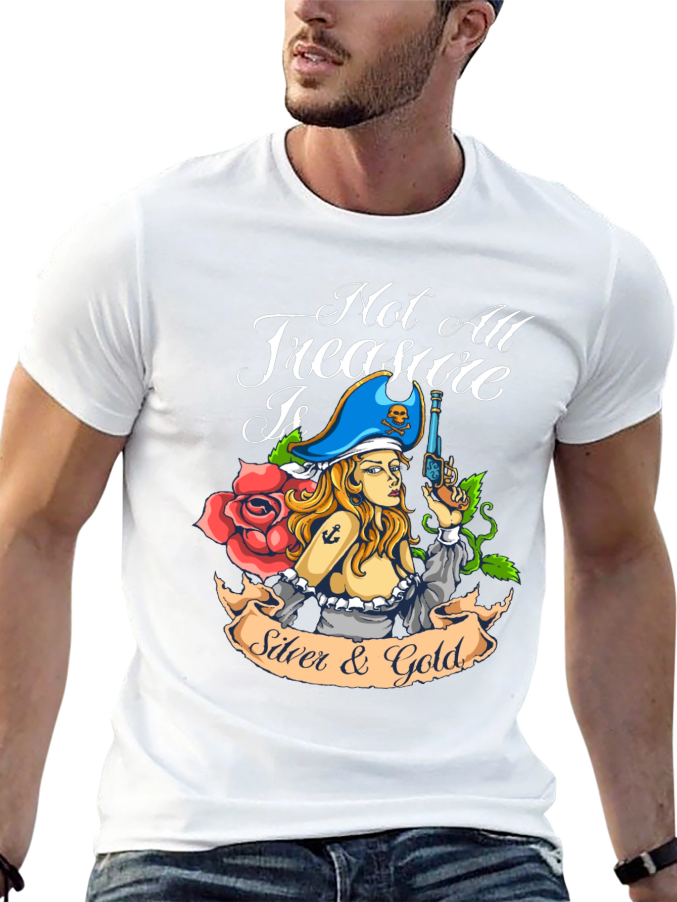Pirate Treasure Graphic T-Shirt - Black