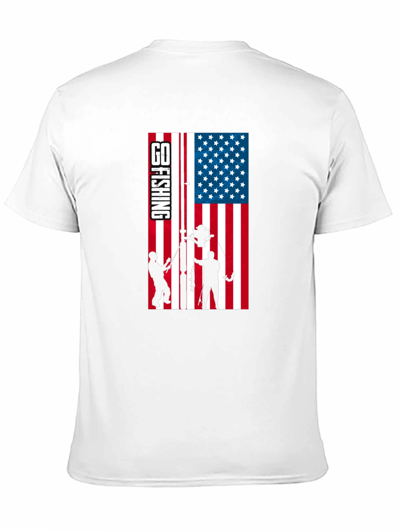 Fishing USA Flag Graphic T-Shirt - Patriotic Angler Tee