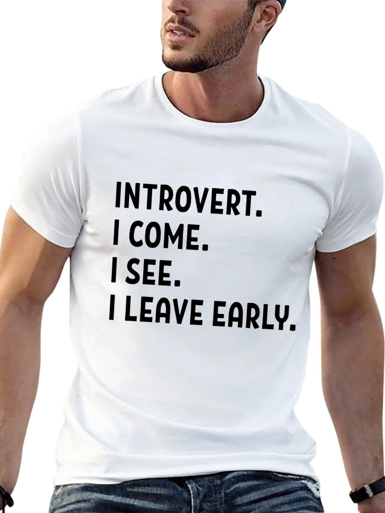 Introvert Humor Graphic Tee - Black