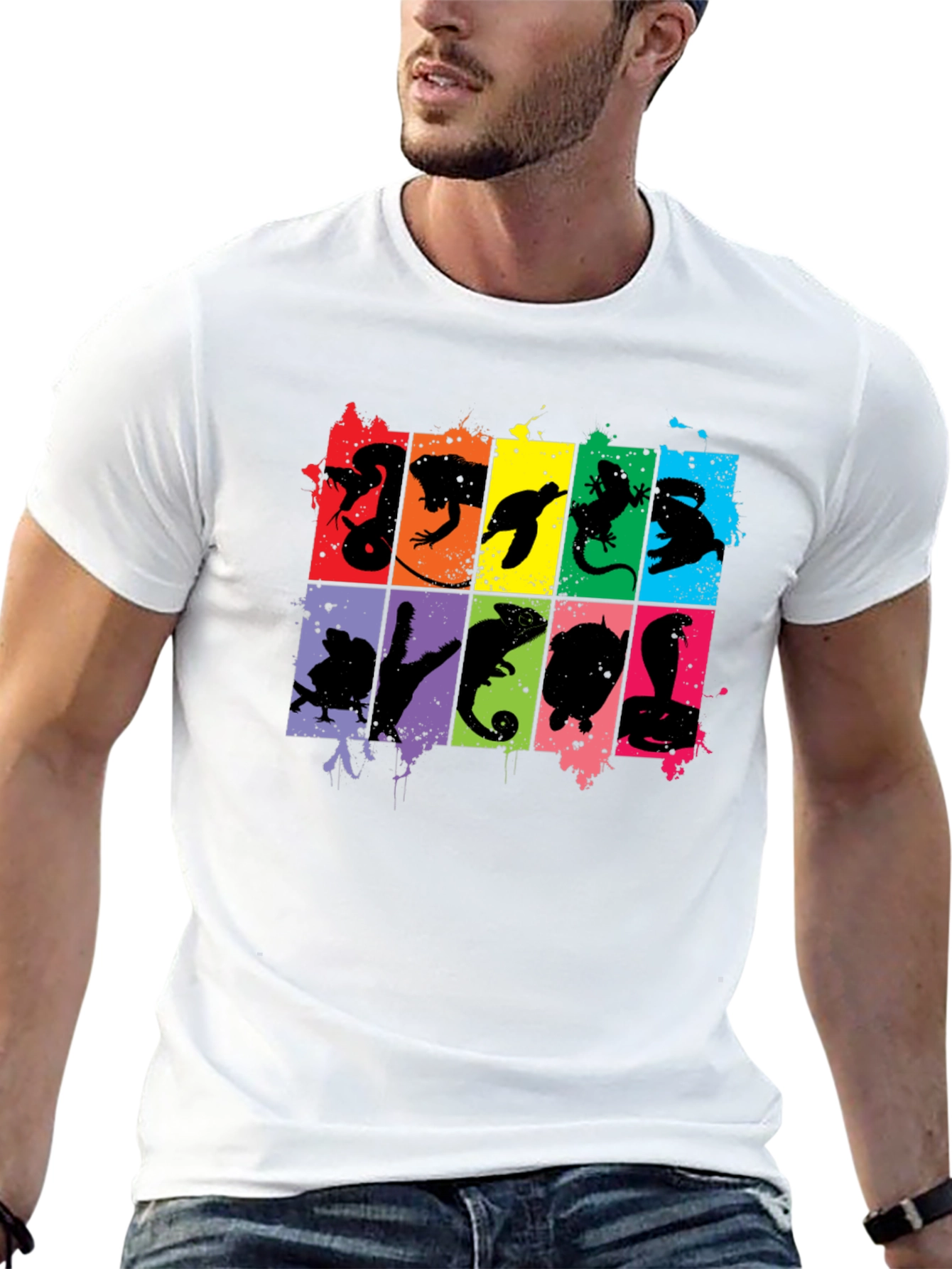 Reptile Silhouettes Graphic Black T-Shirt