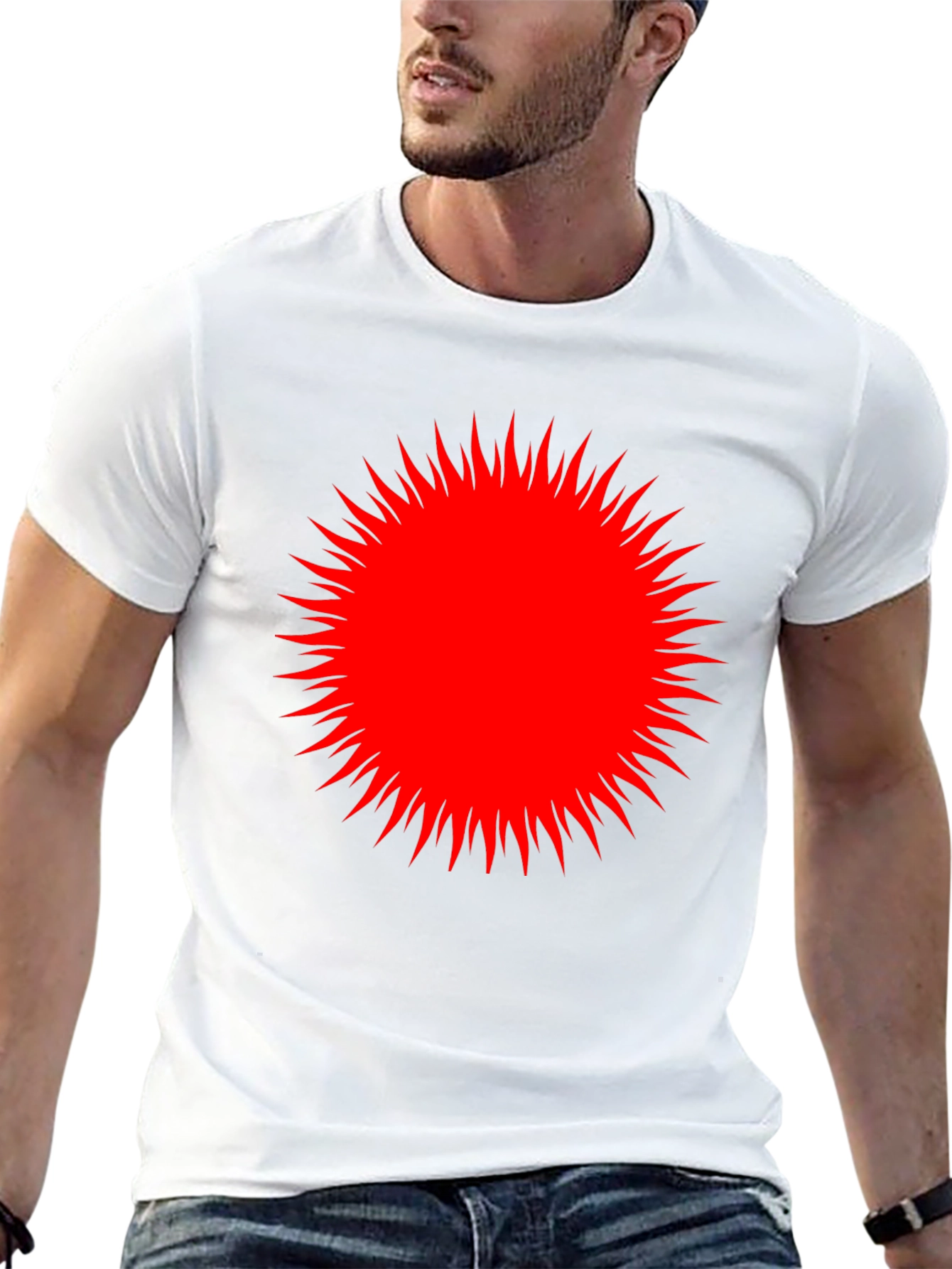 Red Burst Graphic Black T-Shirt