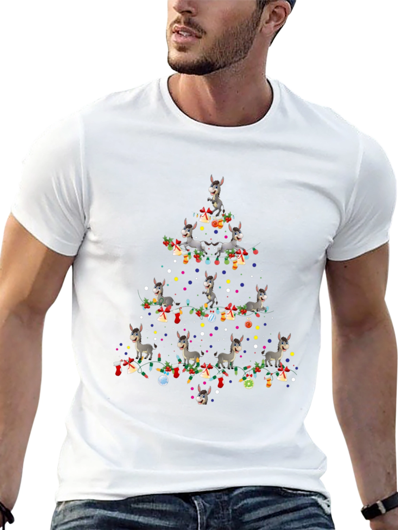 Funny Donkey Christmas Tree T-Shirt