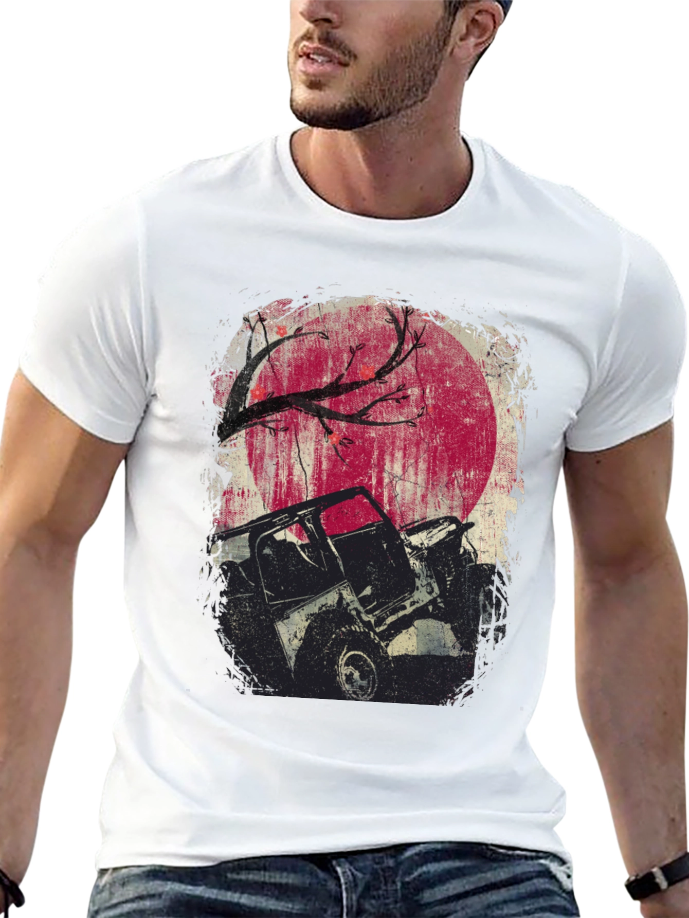Off-Road Adventure T-Shirt - Moonlit Jeep Design