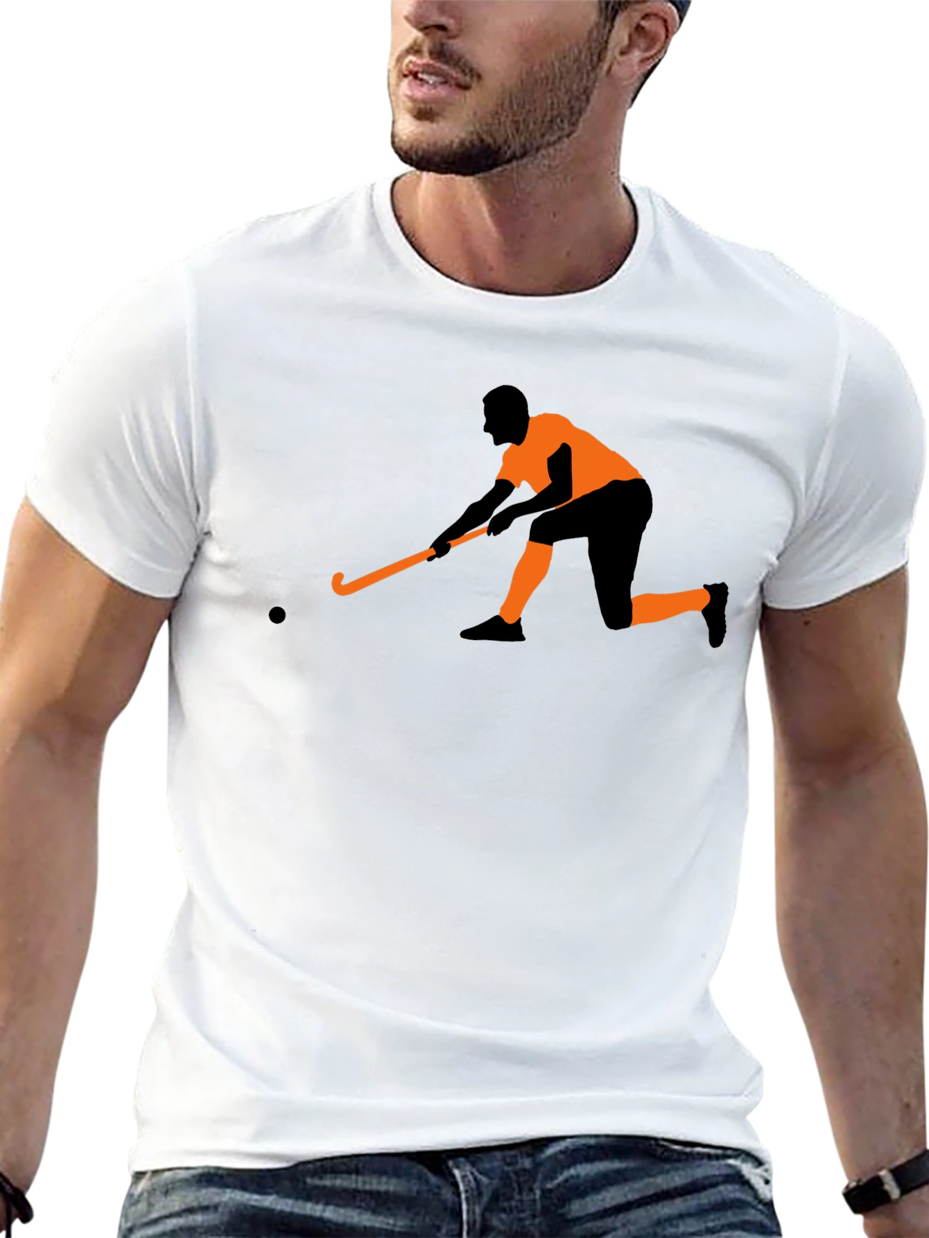 Hockey Player Graphic Tee - Black