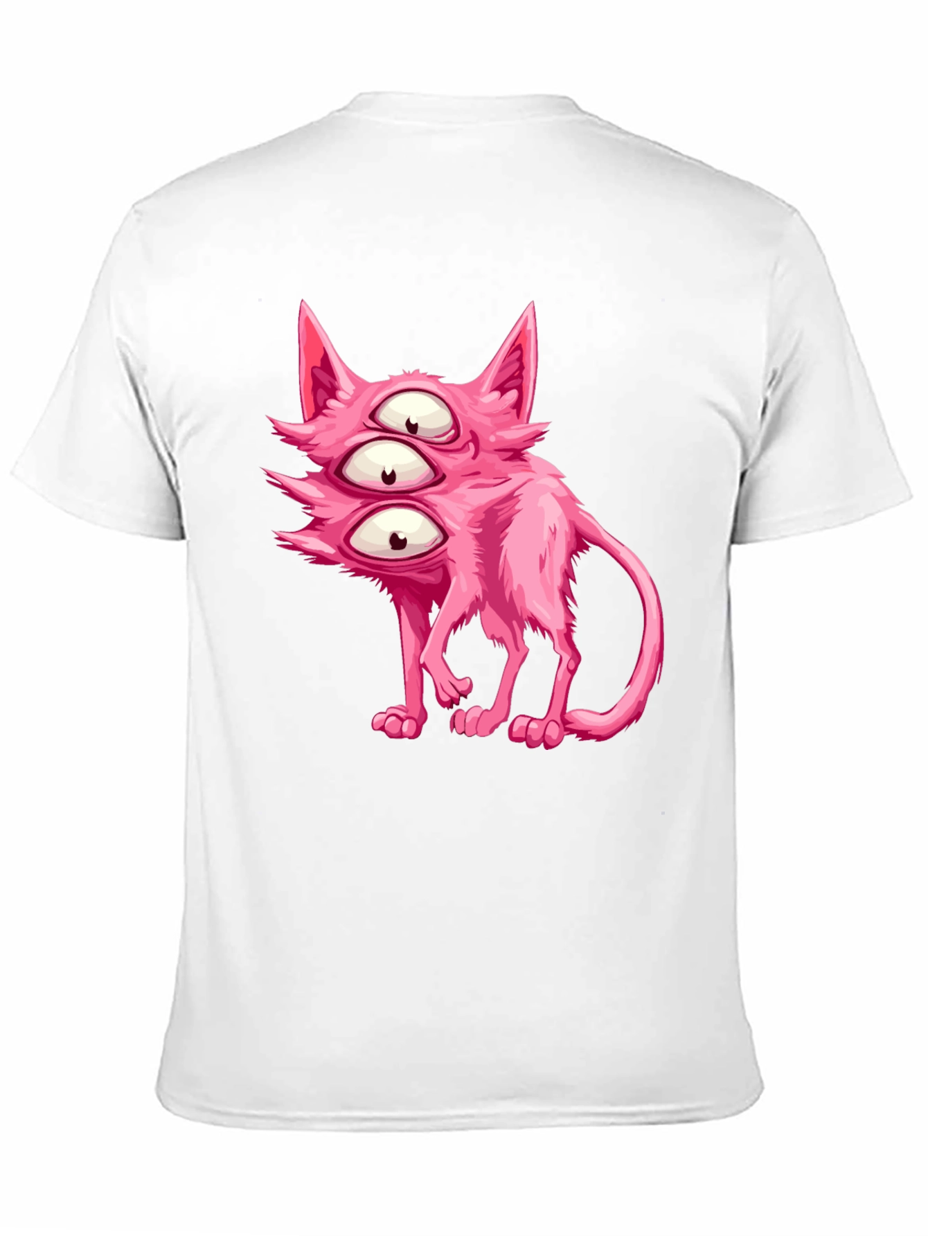 Three-Eyed Pink Monster Cat Graphic Tee