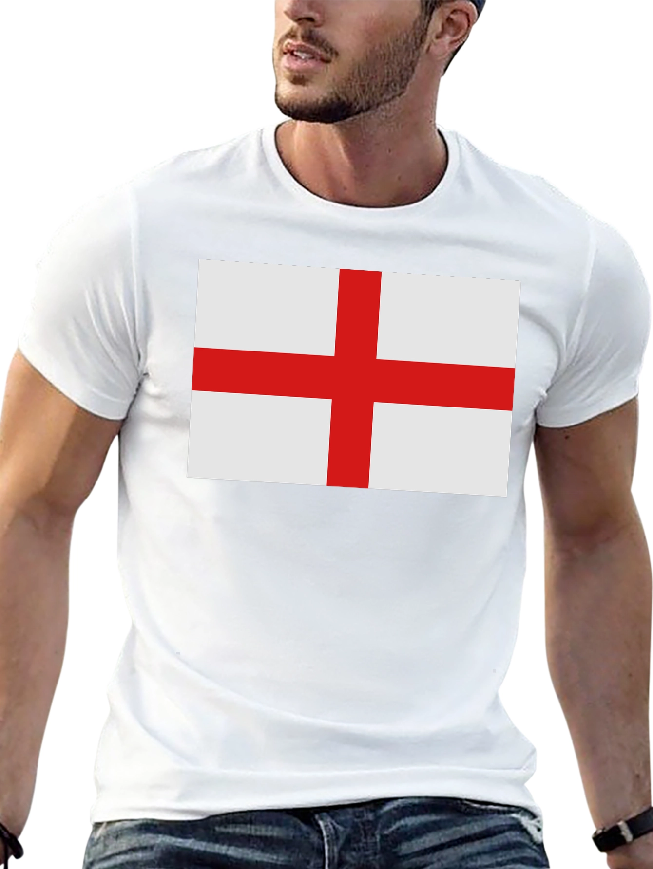England Flag T-Shirt - Black Cotton Tee