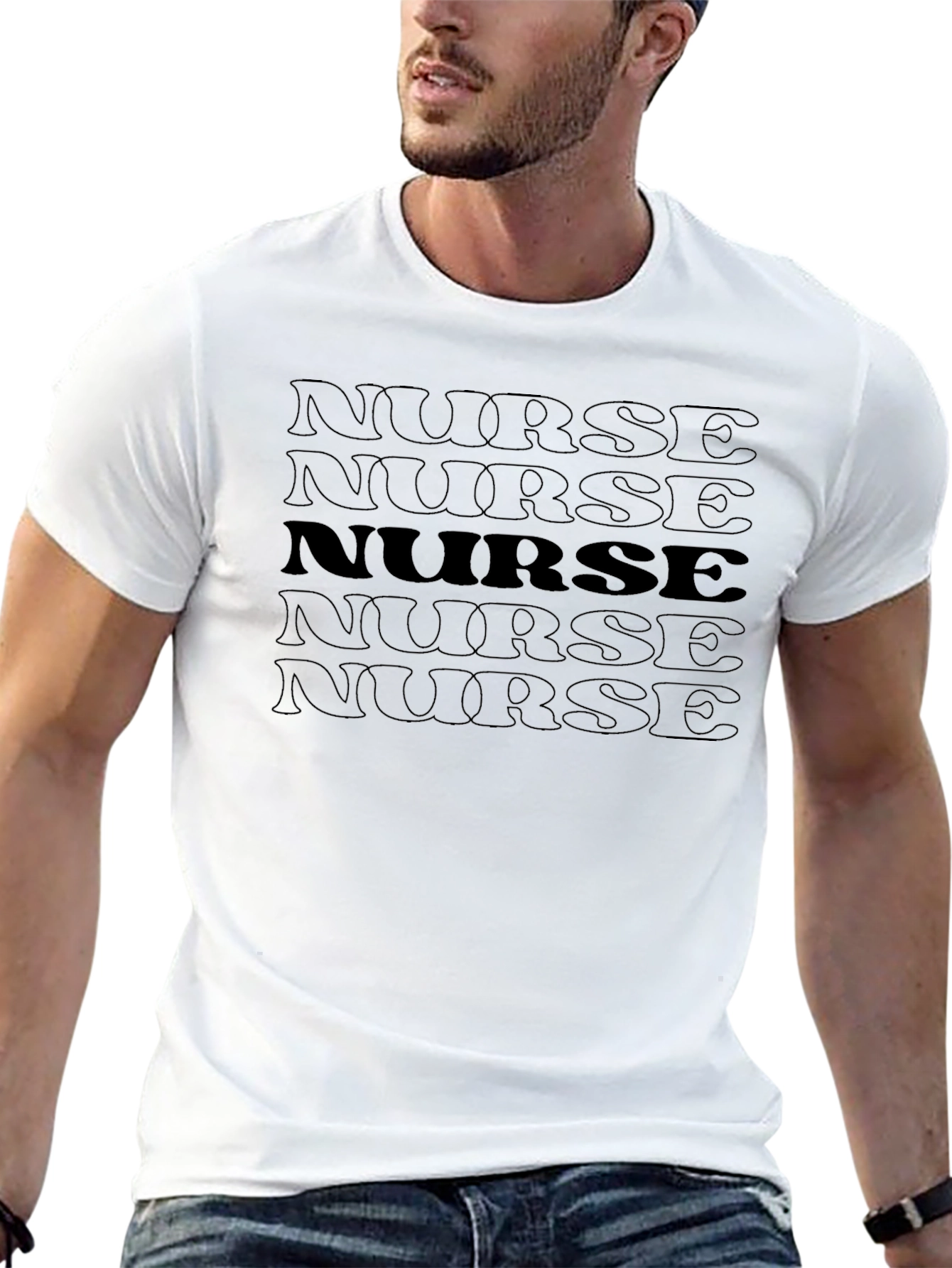 Nurse T-Shirt - Black Text Design Cotton Tee