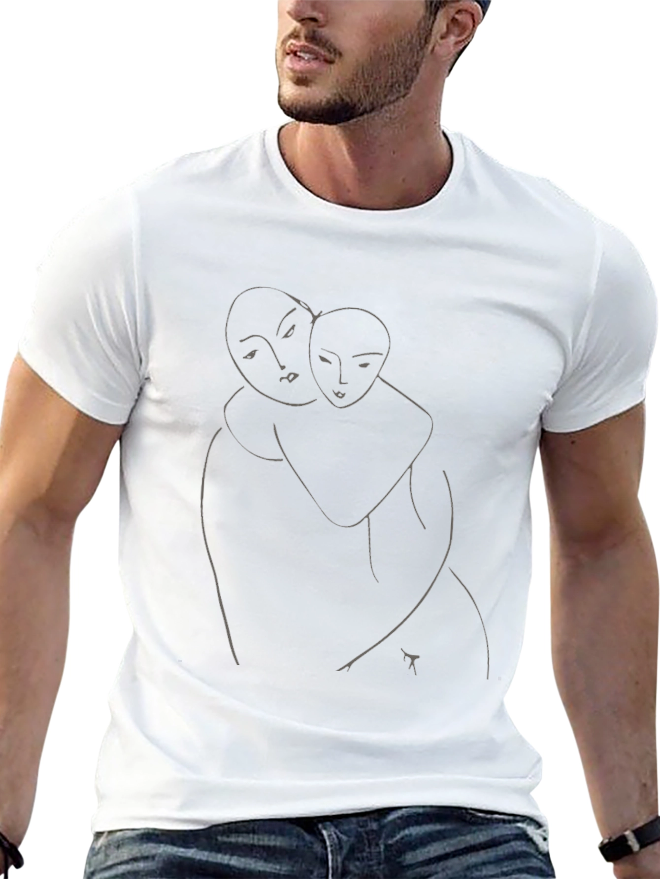 Abstract Hug Graphic Black T-Shirt