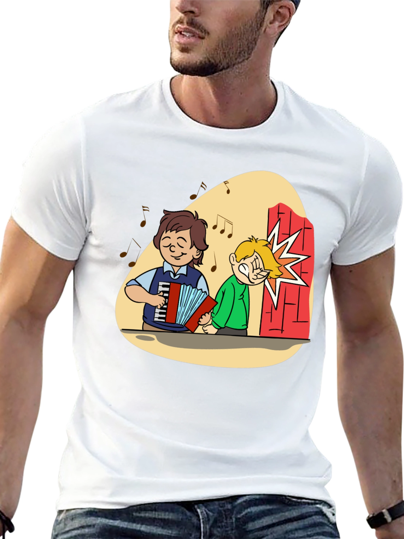 Cartoon Music Humor Graphic Tee