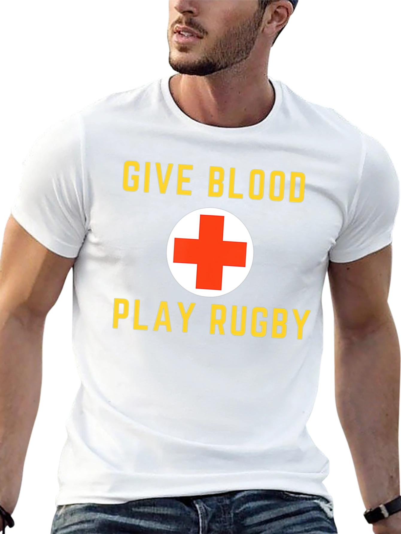 Give Blood Play Rugby Black Graphic T-Shirt
