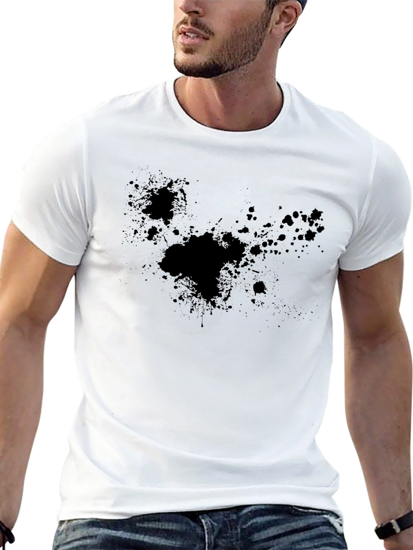 Mens Black Splatter Print T-Shirt