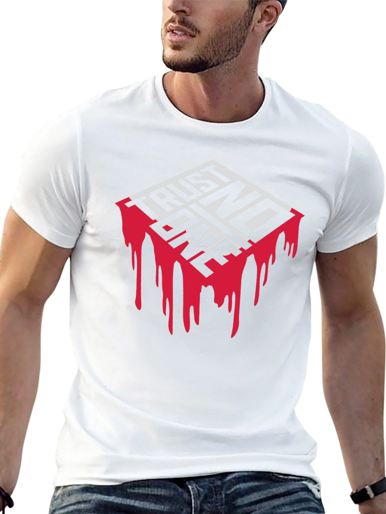 Trust No One Graphic Print Black T-Shirt