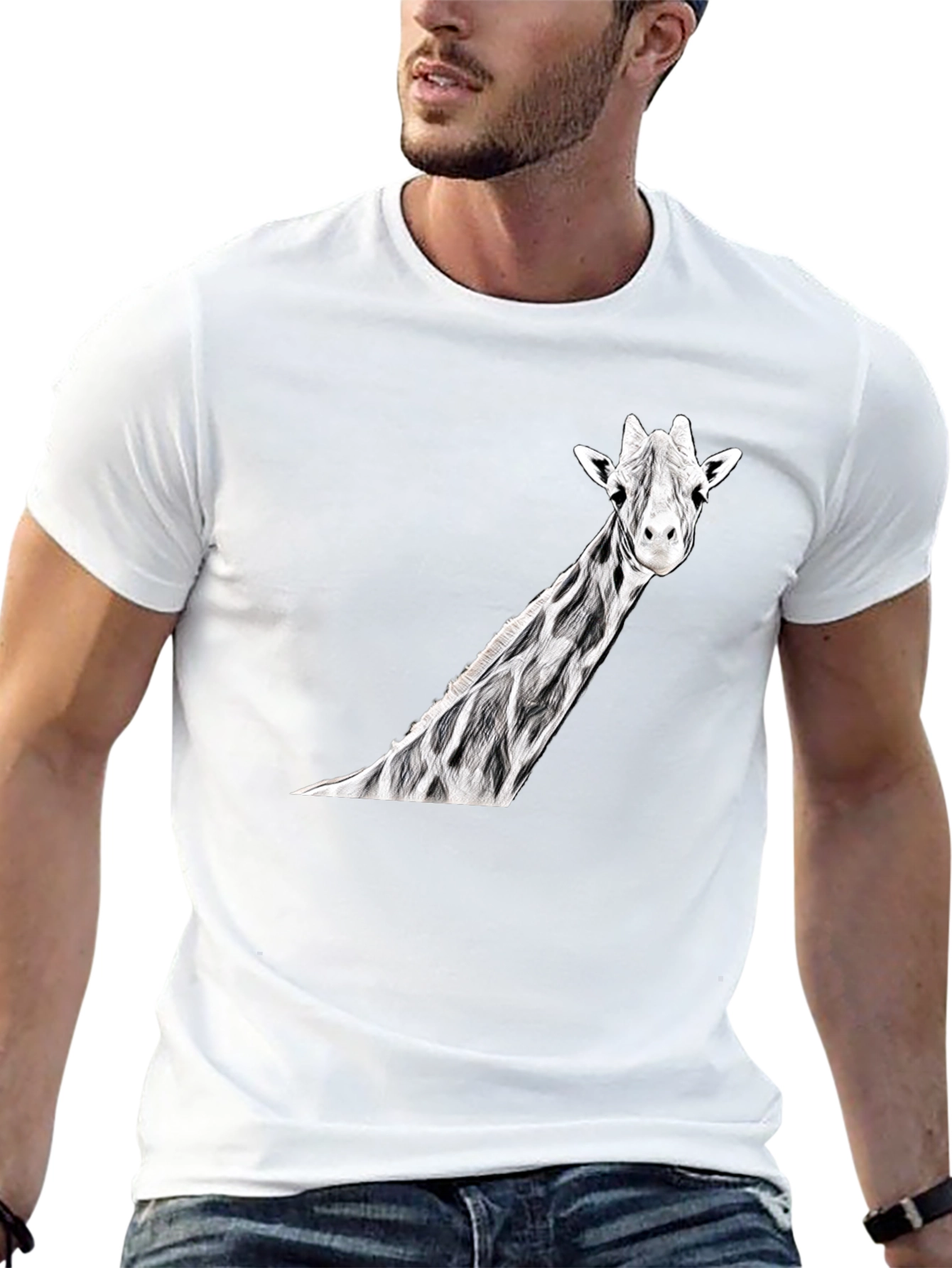 Giraffe Print Black T-Shirt | Unique Animal Tee