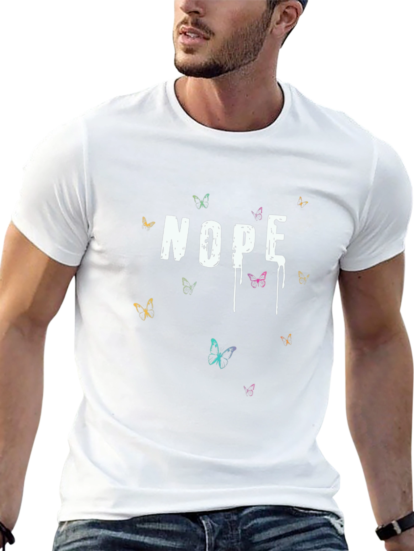Nope Butterfly Graphic Print T-Shirt