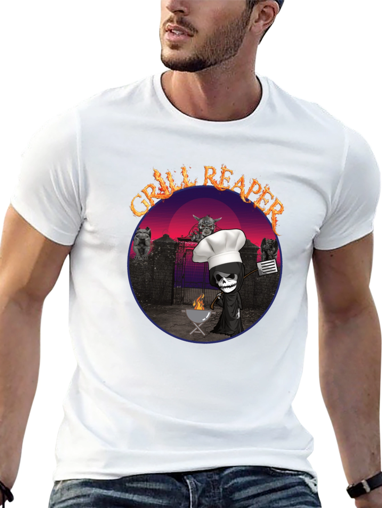 Grill Reaper T-Shirt - BBQ Death Funny Tee