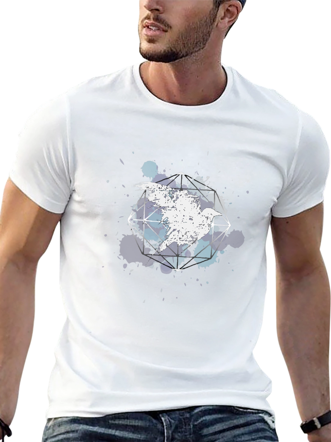 Geometric Bird Graphic Tee - Cool Abstract Design