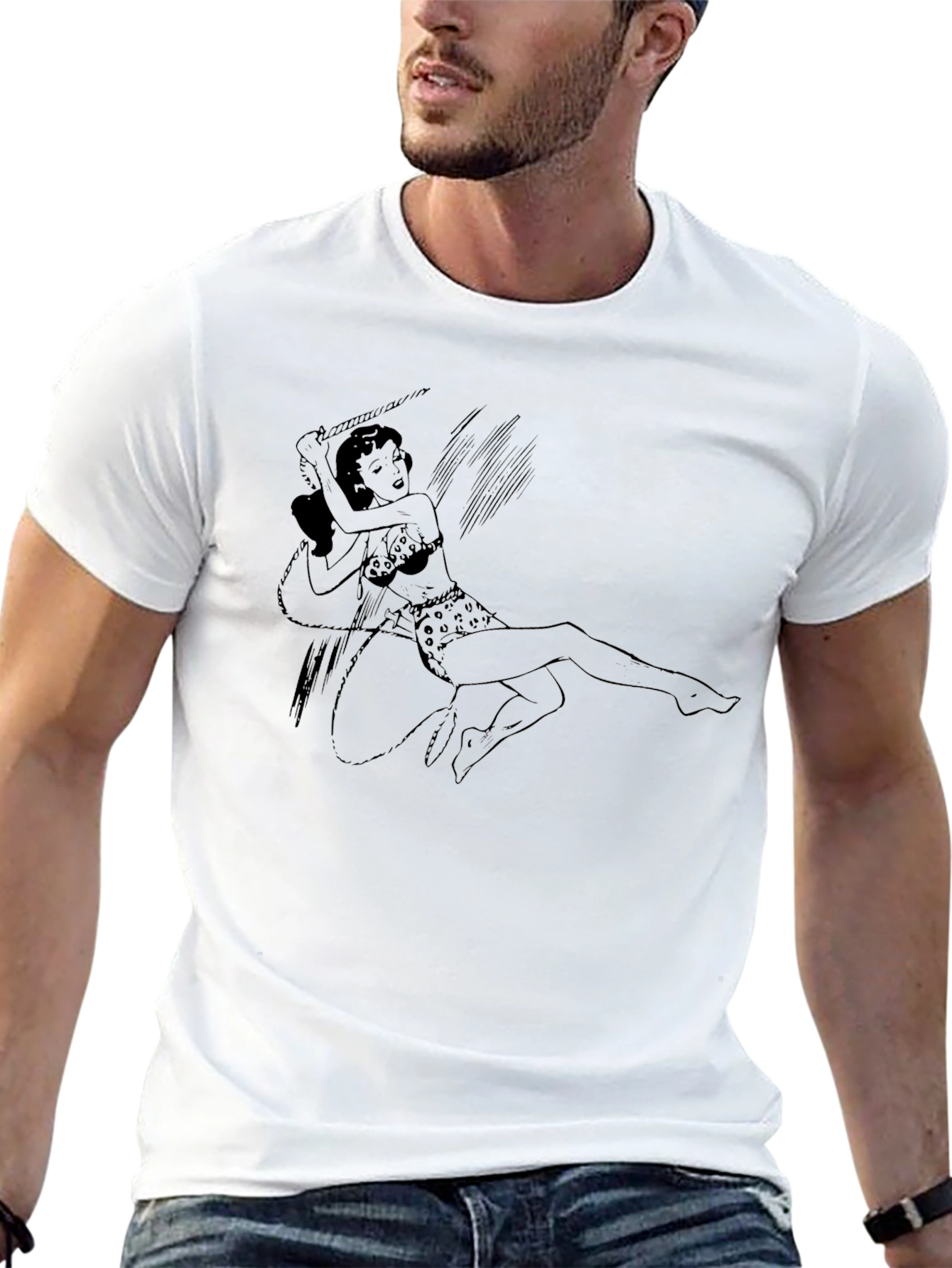 Jungle Girl Graphic Print Black T-Shirt