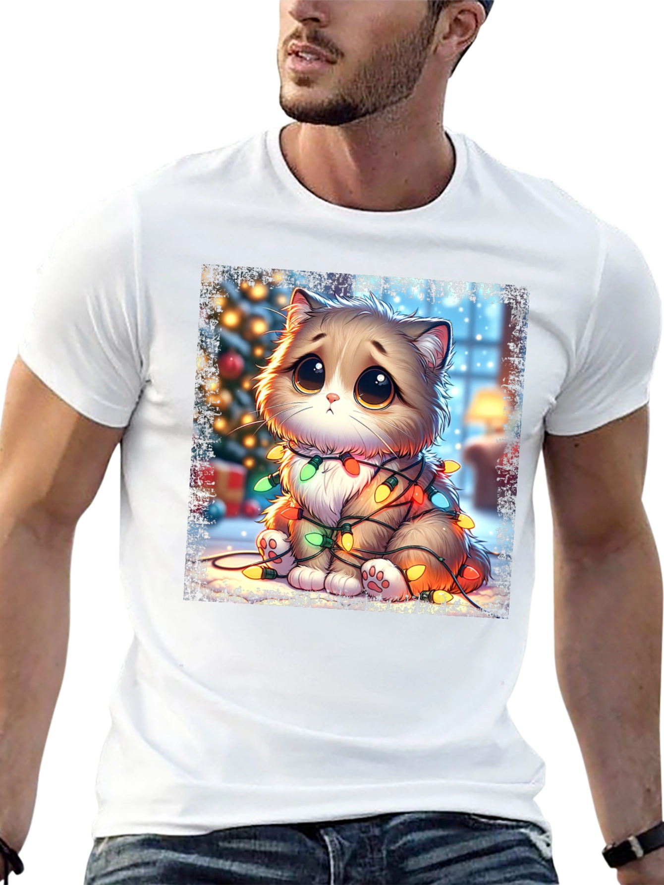 Cute Christmas Cat Graphic Tee
