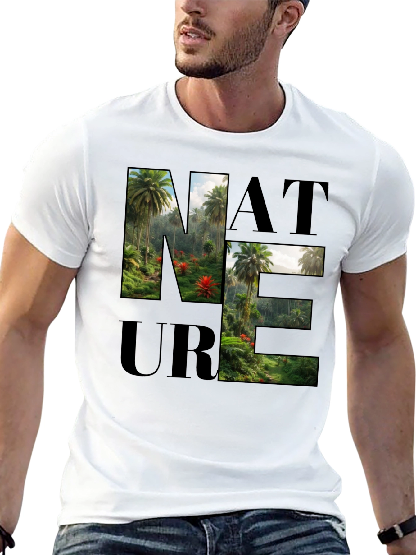 Nature Graphic Print Black T-Shirt