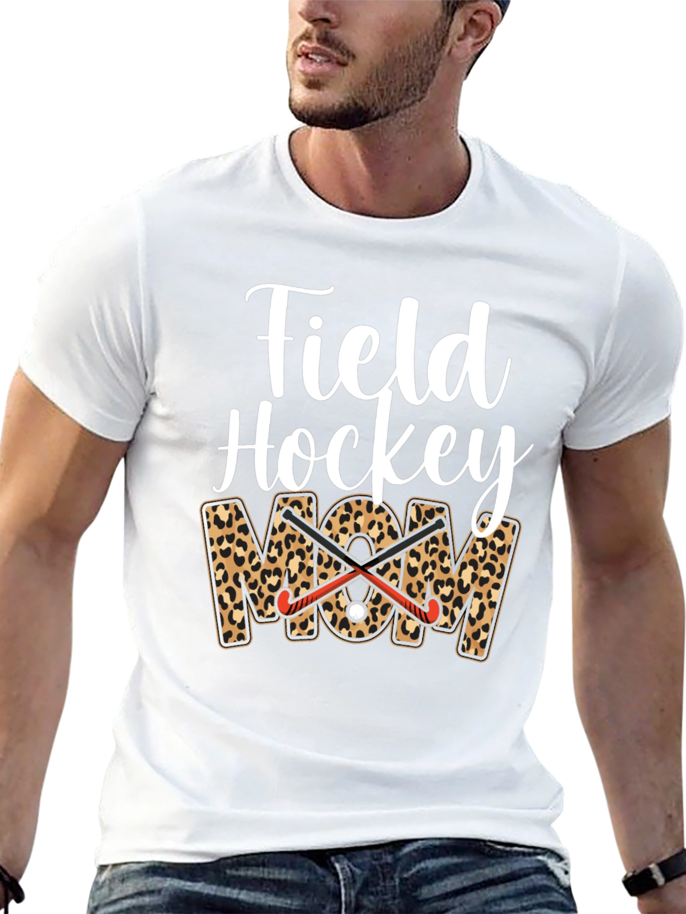 Field Hockey Mom Leopard Print T-Shirt