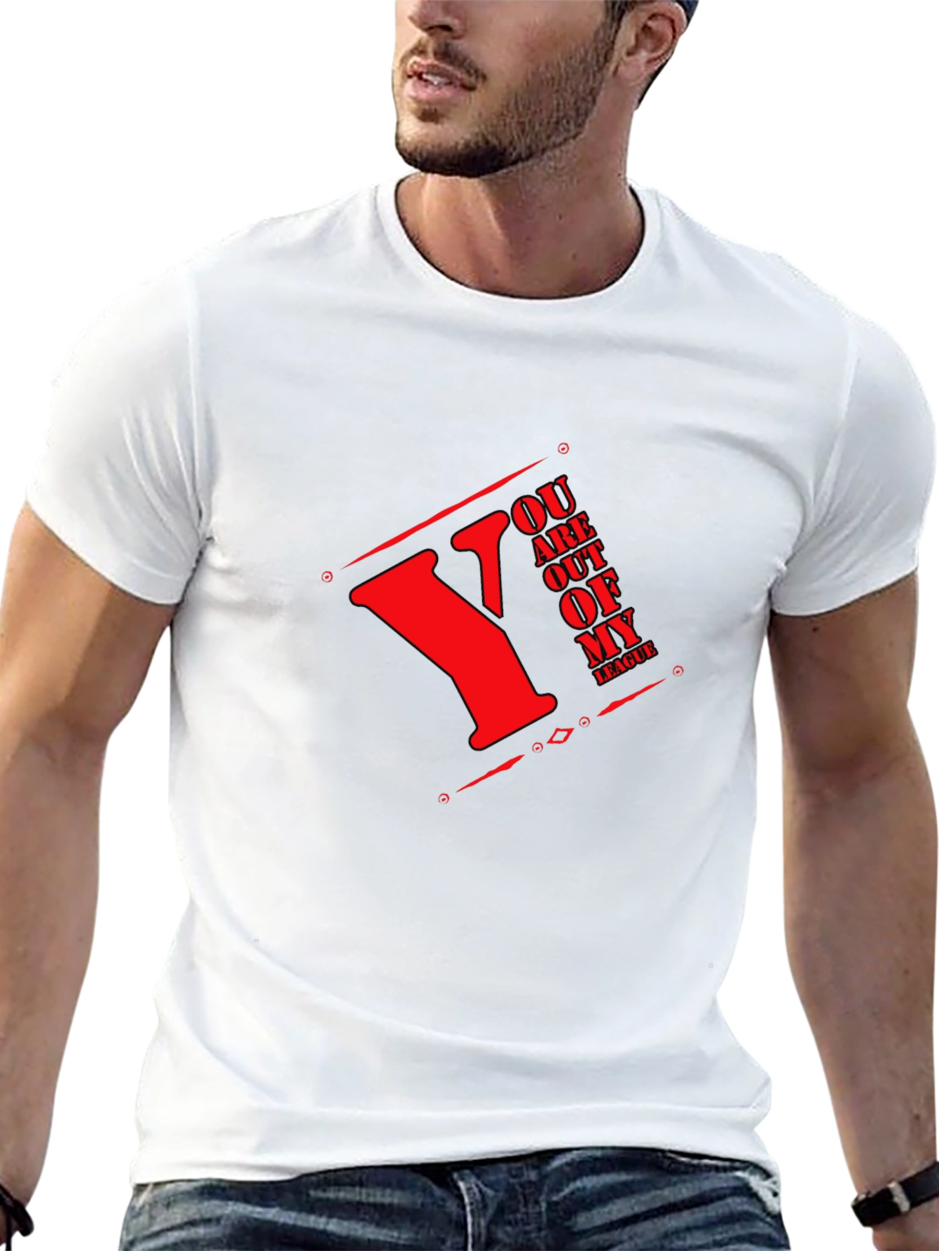 Mens Black T-Shirt with Red Lettering Design