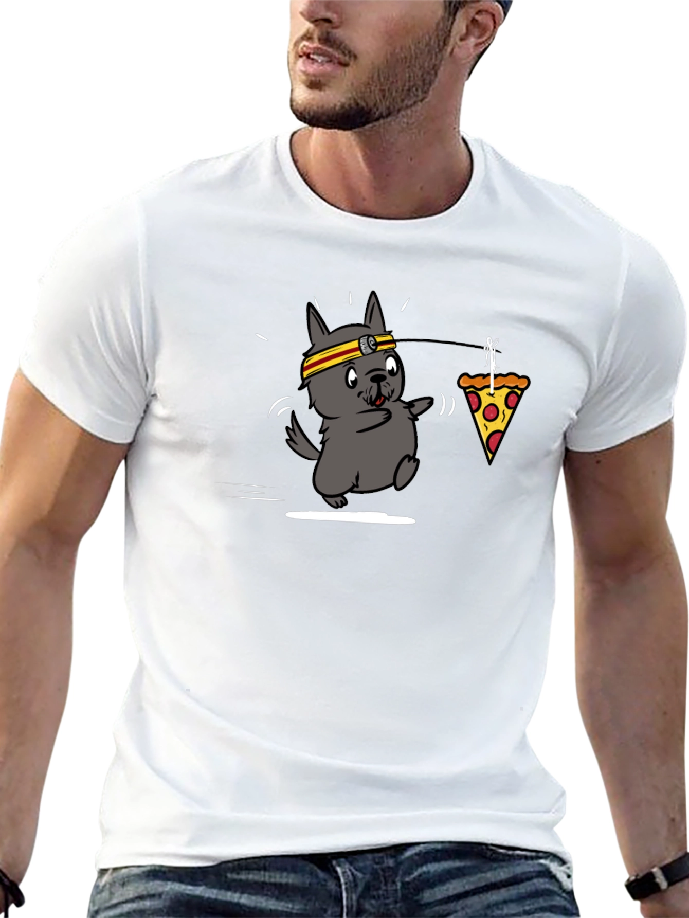 Cartoon Dog Pizza Run T-Shirt