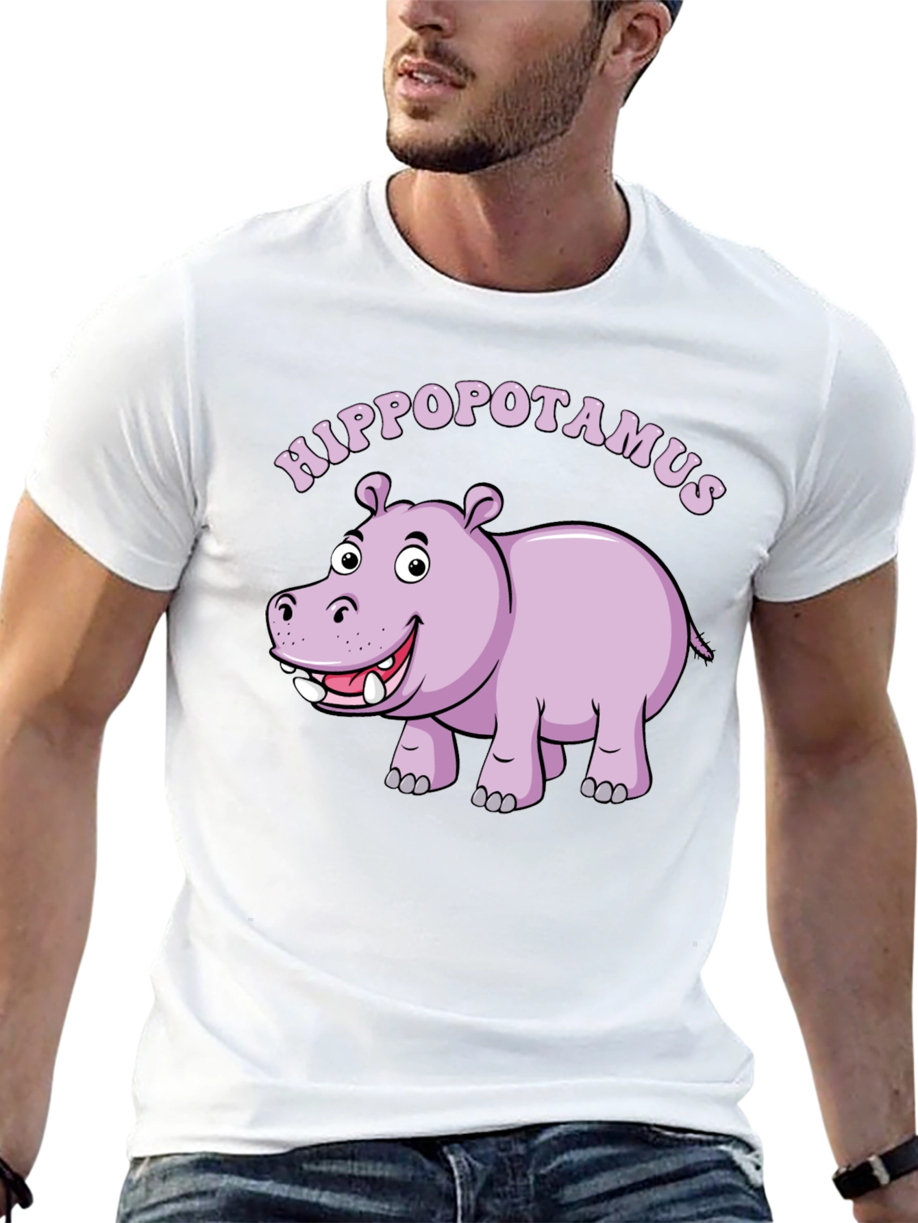Hippo Graphic Tee - Mens Black Cotton T-Shirt