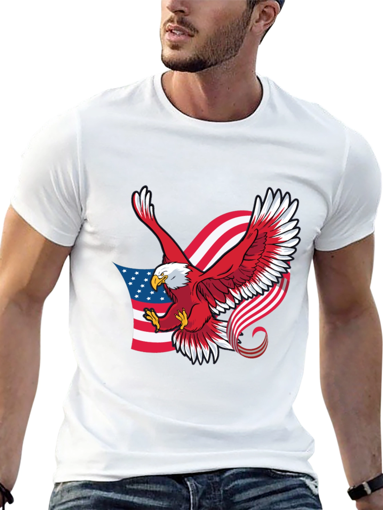 Patriotic Eagle Graphic Black T-Shirt
