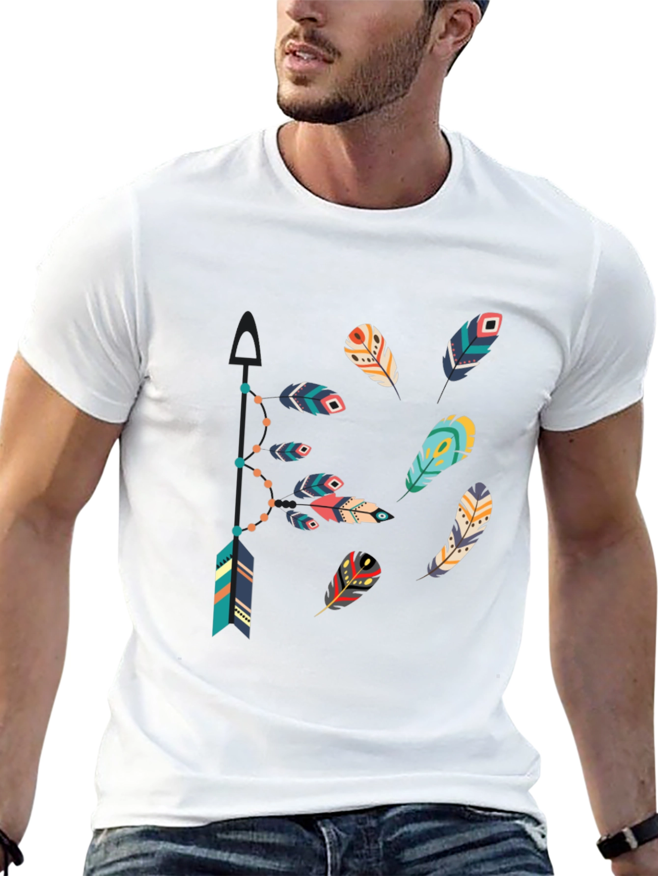 Feather Arrow Graphic Black T-Shirt