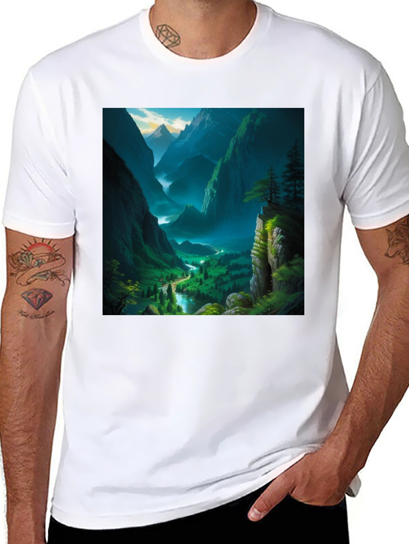 Nature Scenery Black T-Shirt