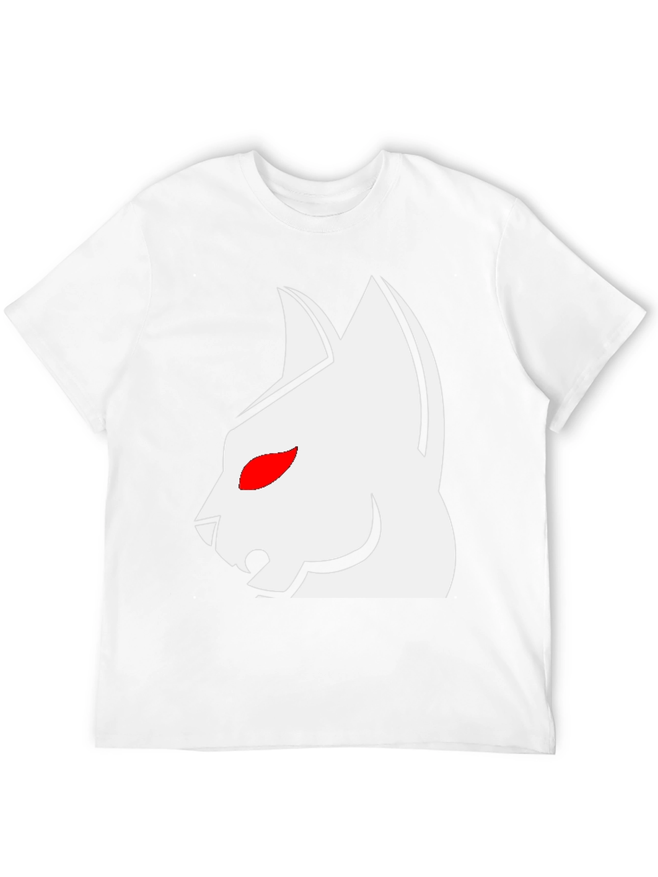 Black T-Shirt with White Cat Graphic & Red Eyes