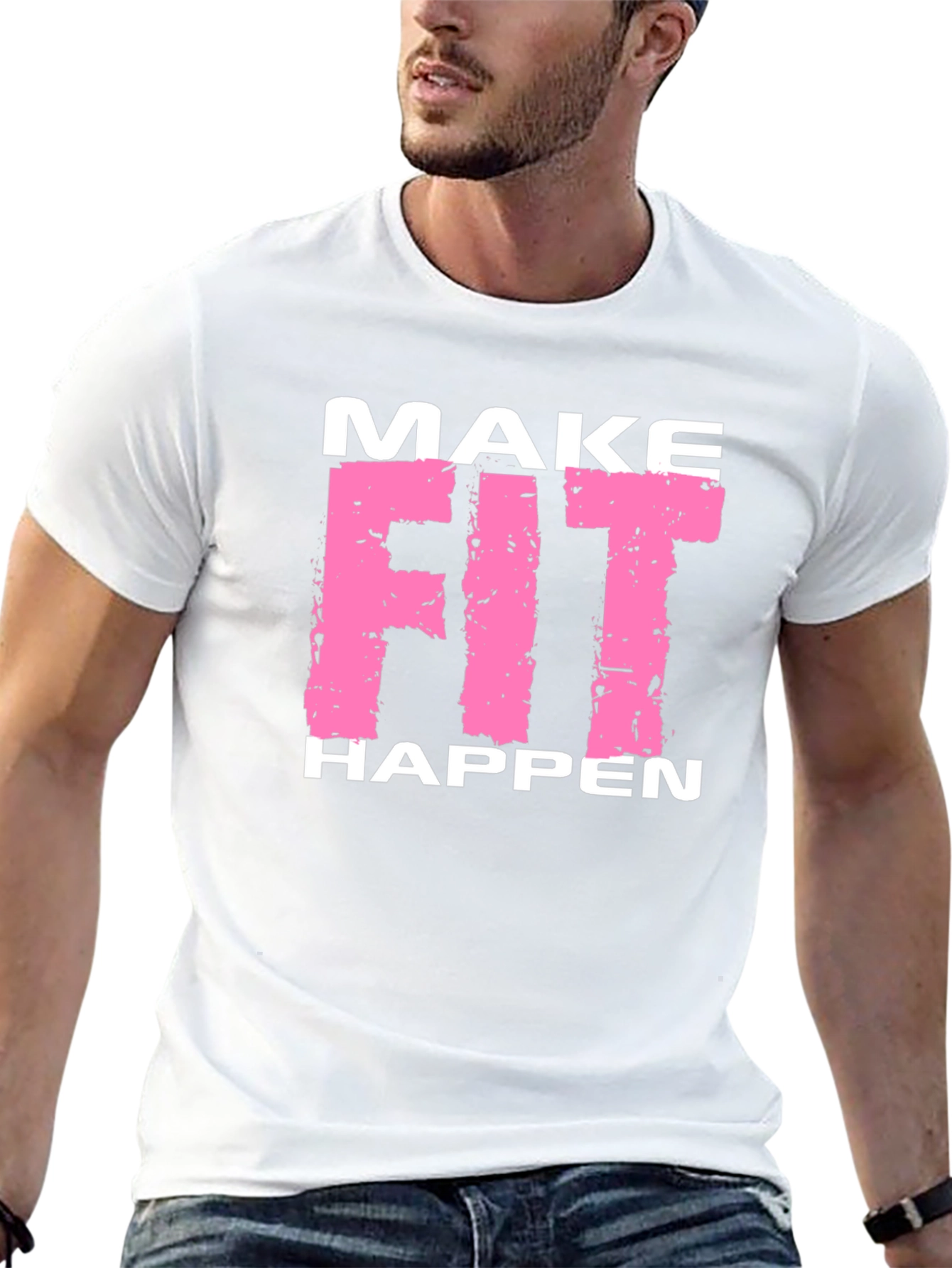 Make Fit Happen Black Graphic T-Shirt