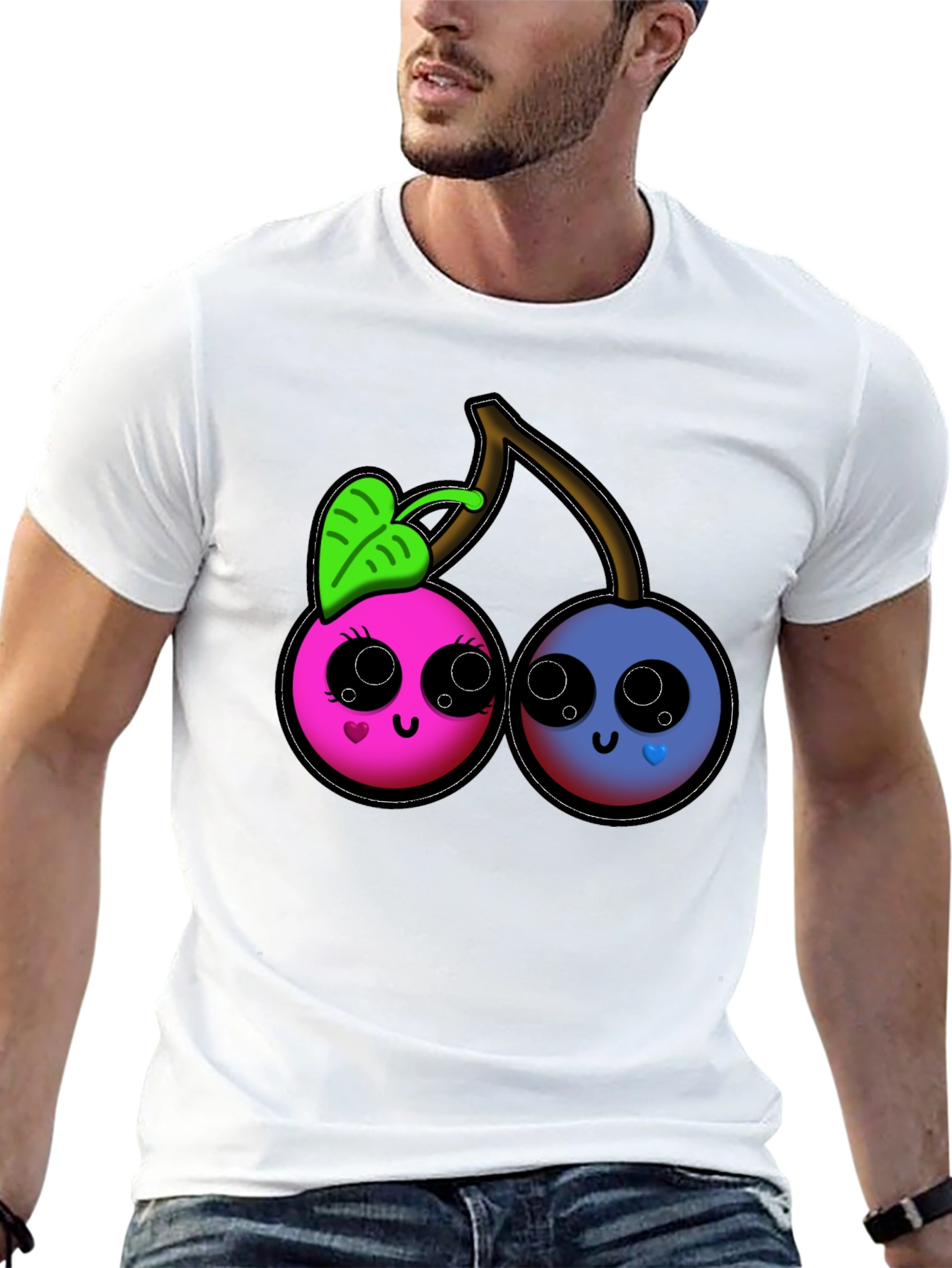Cute Cartoon Cherry Graphic T-Shirt
