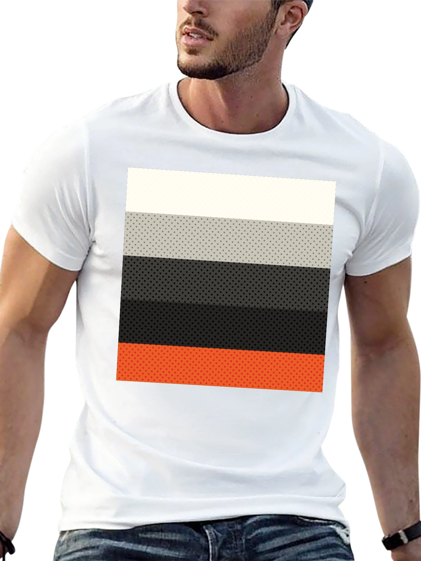 Striped Dot Pattern Mens Graphic T-Shirt