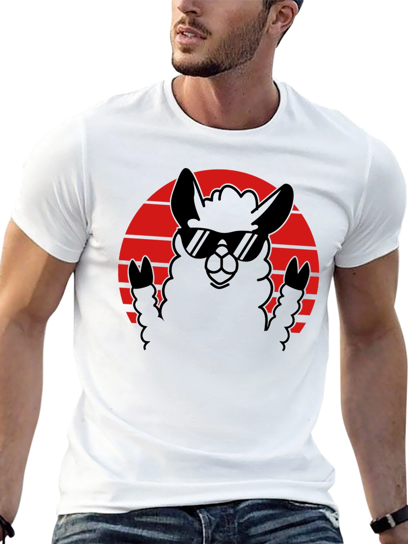 Cool Llama Sunset T-Shirt - Black Graphic Tee