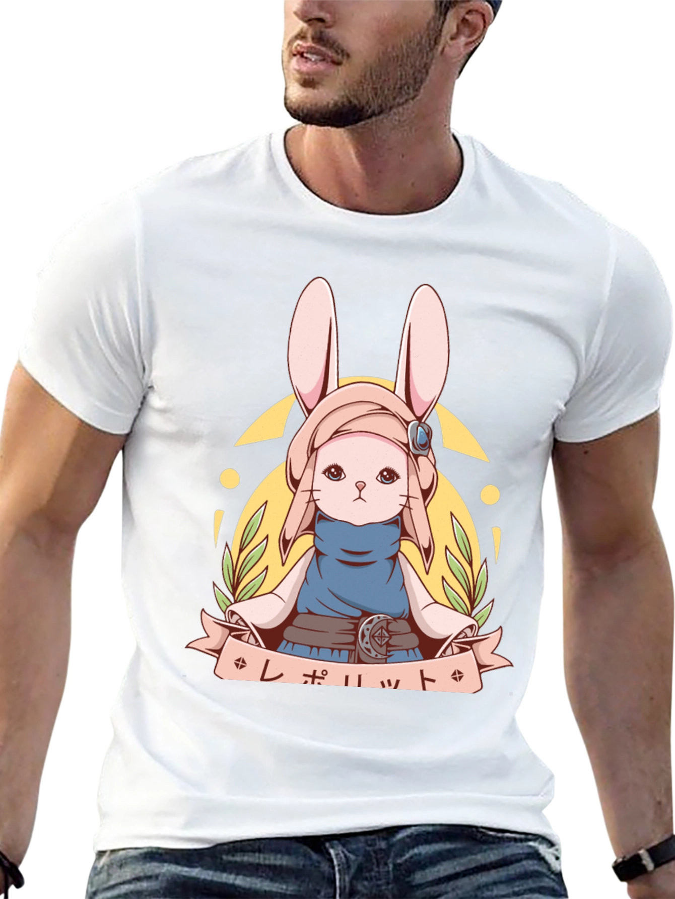Anime Bunny T-Shirt | Unisex Black Cotton Tee